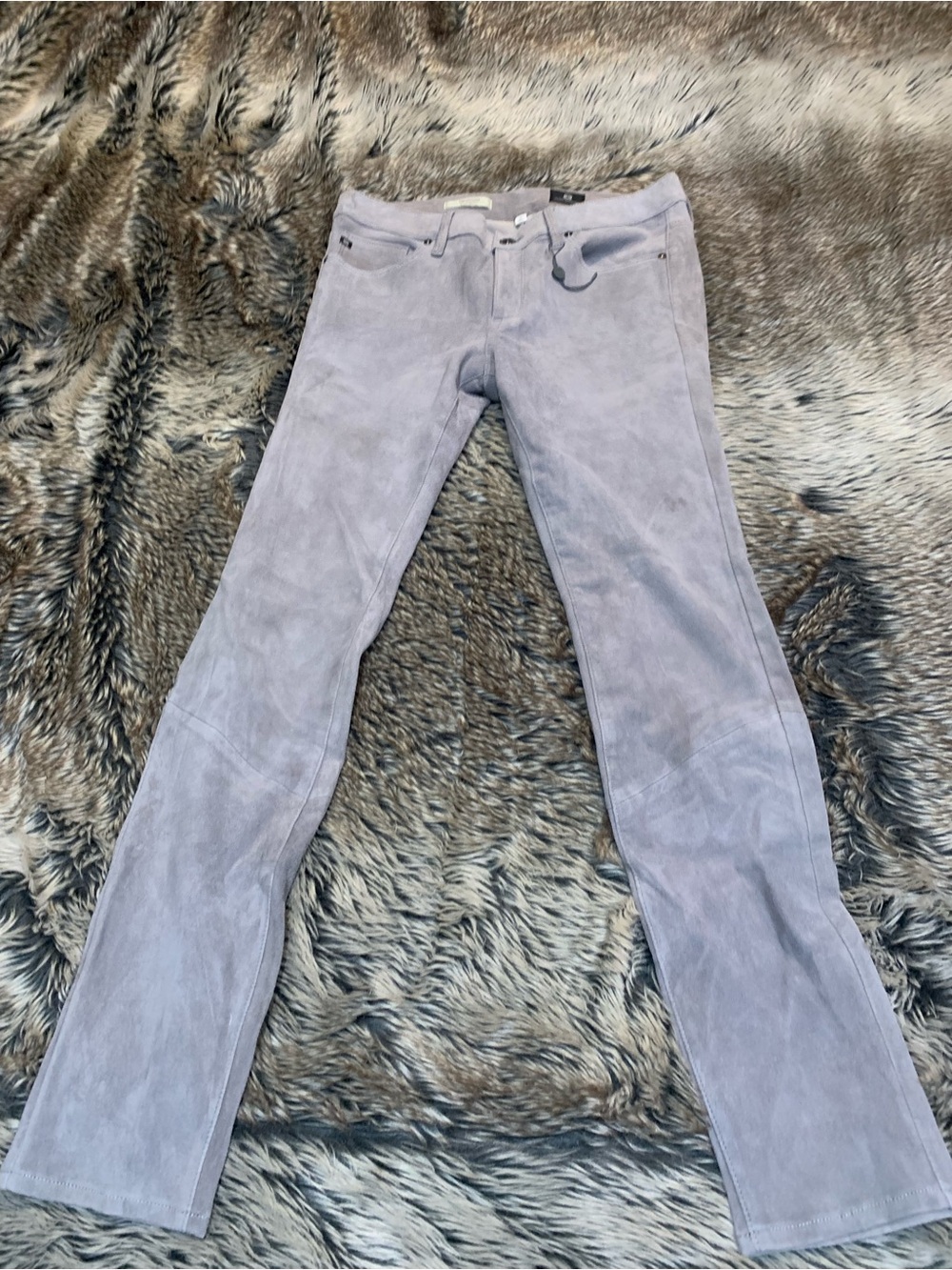 AG Adriano Goldschmied The legging Super Skinny light gray 100% suede pants NWOT